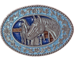 Bild von Gürtelschnalle Horse blue