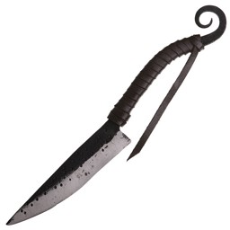 Zeige Details für handgeschmiedetes Gebrauchsmesser m. Lederwicklung Bild von handgeschmiedetes Gebrauchsmesser m. Lederwicklung