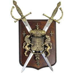 Zeige Details für Wandschild mit gekreuzten Zierschwertern goldfarben Bild von Wandschild mit gekreuzten Zierschwertern goldfarben