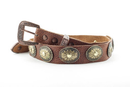 Zeige Details für Western Lederhutband HB30 mit Schnalle & Conchas – Braun, Verstellbar Bild von Western Lederhutband HB30 mit Schnalle & Conchas – Braun, Verstellbar