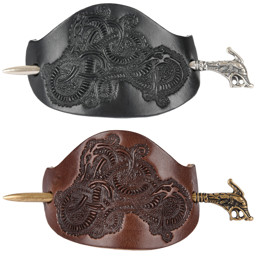 Zeige Details für Wikinger-Haarspange Haithabu aus Leder mit Nadel Bild von Wikinger-Haarspange Haithabu aus Leder mit Nadel