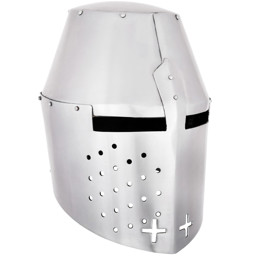 Zeige Details für Großer Helm „Pembridge“, ca. 1370 – 2 mm Stahl, schaukampftauglich Bild von Großer Helm „Pembridge“, ca. 1370 – 2 mm Stahl, schaukampftauglich
