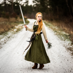 Zeige Details für Wikinger Leinen Überkleid „Alena“ mit Lederapplikationen – in Rot oder Grün Bild von Wikinger Leinen Überkleid „Alena“ mit Lederapplikationen – in Rot oder Grün