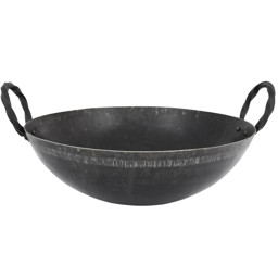 Zeige Details für Mittelalterliche Eisenpfanne mit 2 Griffen – Handgeschmiedete Pfanne nach frühmittelalterlichen Vorlagen, ca. 29 cm Bild von Mittelalterliche Eisenpfanne mit 2 Griffen – Handgeschmiedete Pfanne nach frühmittelalterlichen Vorlagen, ca. 29 cm