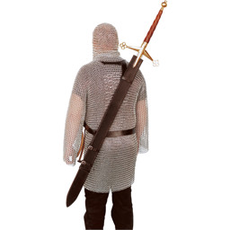 Rückengurt aus Leder – authentischer Schwertgurt für Mittelalter, Reenactment & LARP Rückengurt aus schwarzem Leder zum Tragen von Schwertern auf dem Rücken – authentische Mittelalter Reenactment Ausrüstung