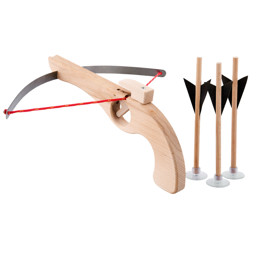 Kinderarmbrust aus Holz mit Federstahlbügel und Saugnapf-Bolzen – Mittelalter-Spielzeug für Kinder Kinder-Armbrust aus Holz mit Federstahlbügel und drei Saugnapf-Bolzen – sicheres Ritterspielzeug für Kinder
