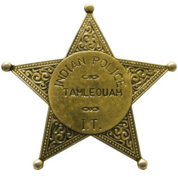 Zeige Details für Sheriffstern Indian Police Tahleouah messingfarben Bild von Sheriffstern Indian Police Tahleouah messingfarben