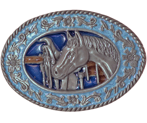 Bild von Gürtelschnalle Horse blue