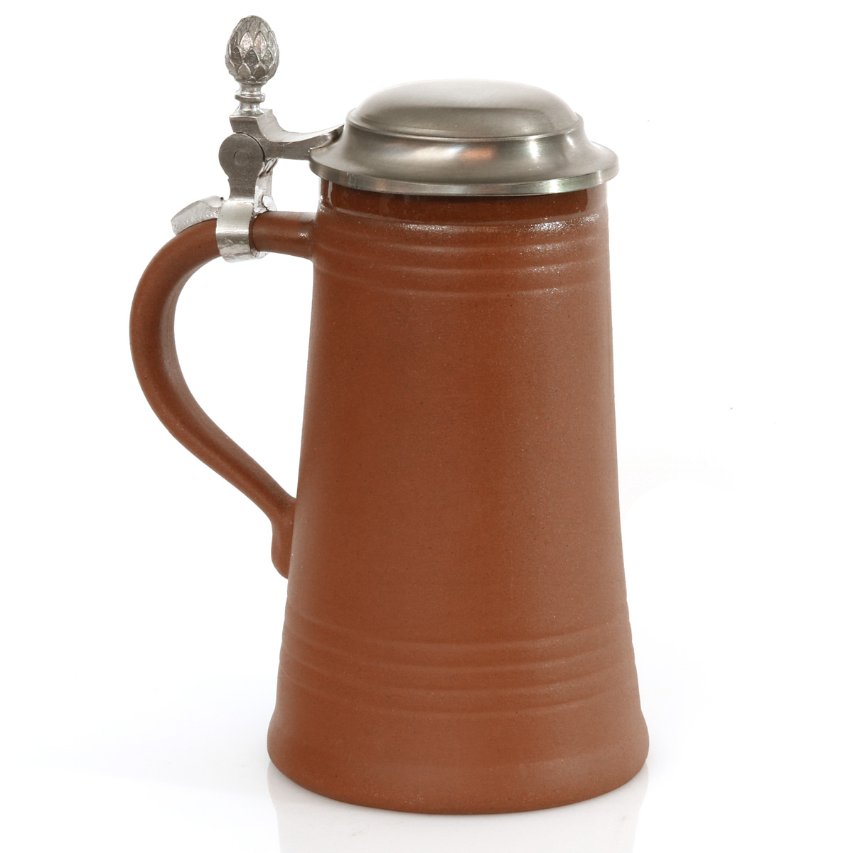 Bild von Ton-Bierhumpen 0,5l mit Zinndeckel – handgefertigter Krug nach historischem Vorbild