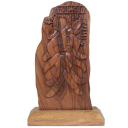 Bild von handgeschnitzter Runenstein Odin aus Holz 