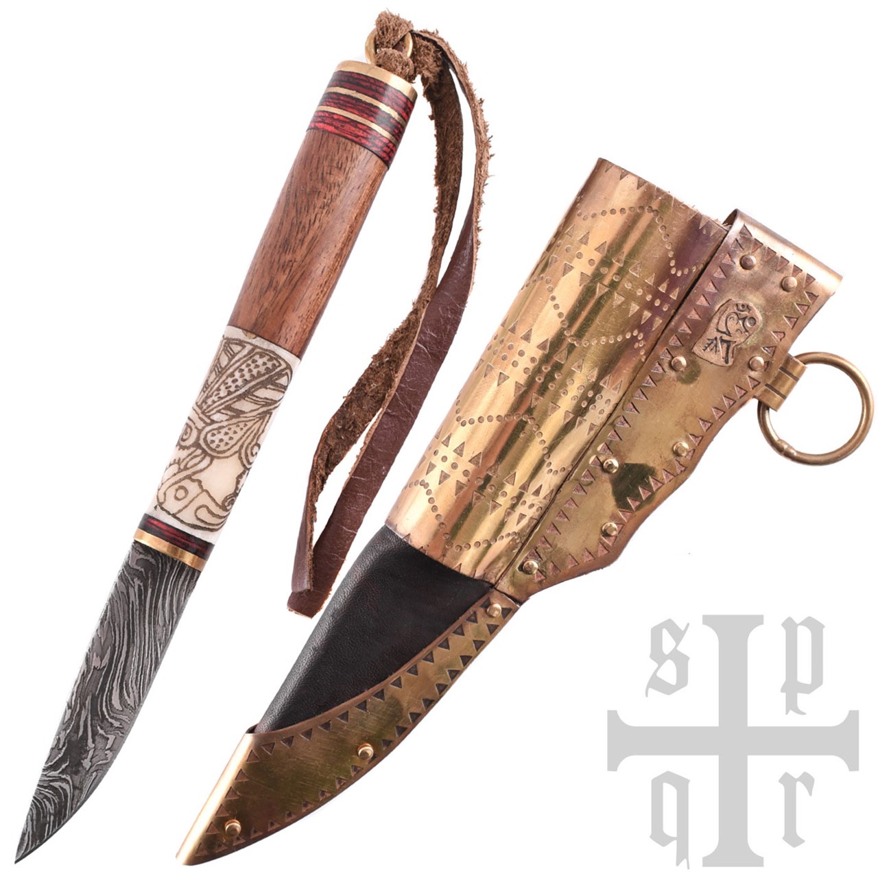 Bild von Wikingermesser aus Damaststahl mit Rabenmotiv