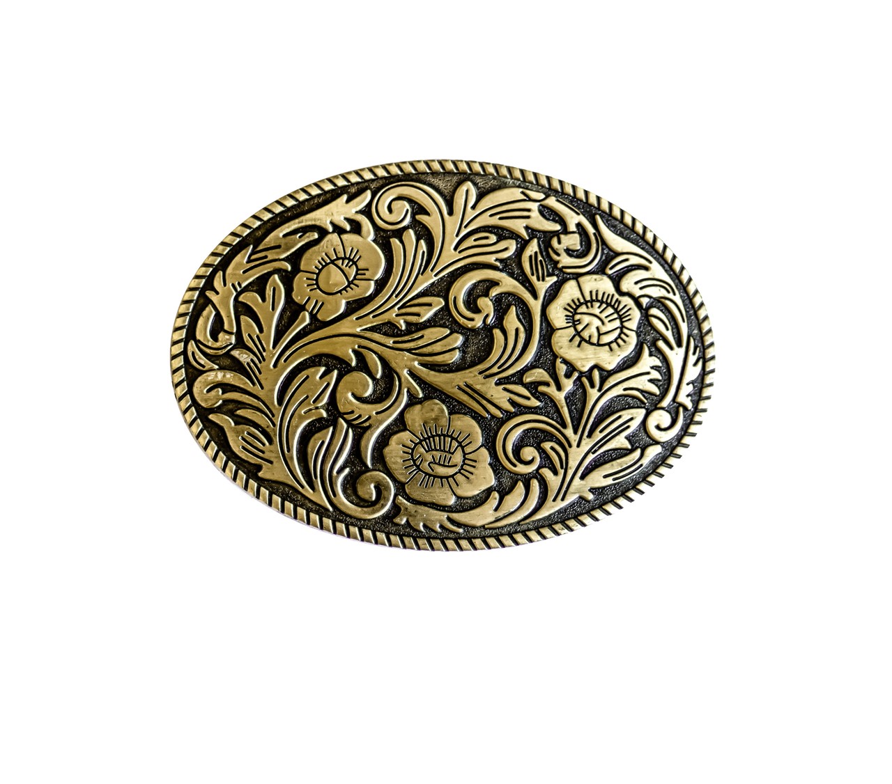 Bild von Western Gürtelschnalle „Floral Gold“ – Stars & Stripes Buckle GS-422