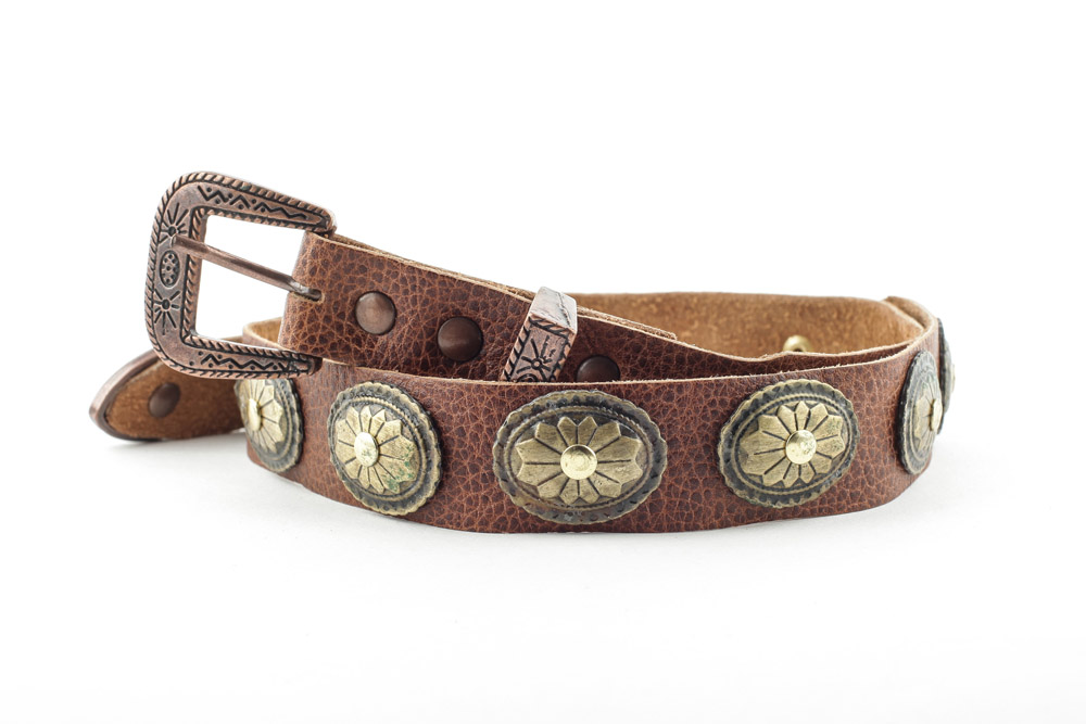 Bild von Western Lederhutband HB30 mit Schnalle & Conchas – Braun, Verstellbar