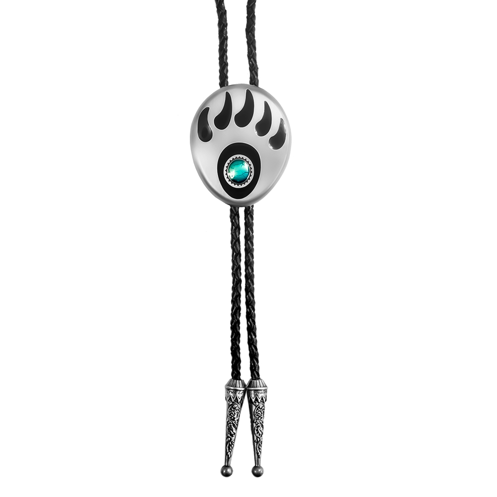 Bild von Western-Bolotie „Bear Paw“ BT-53 mit türkisgrünem Stein & Clip-Verschluss – Stars & Stripes