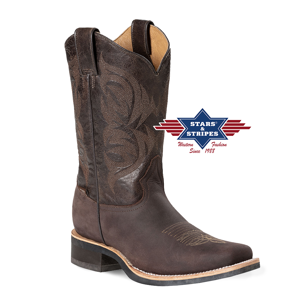 Bild von Westernstiefel WB-54 – Handgefertigter Cowboystiefel aus Leder in Braun
