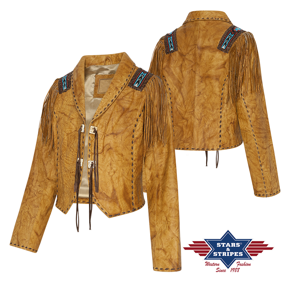 Bild von Western-Lederjacke AZTECA hellbraun