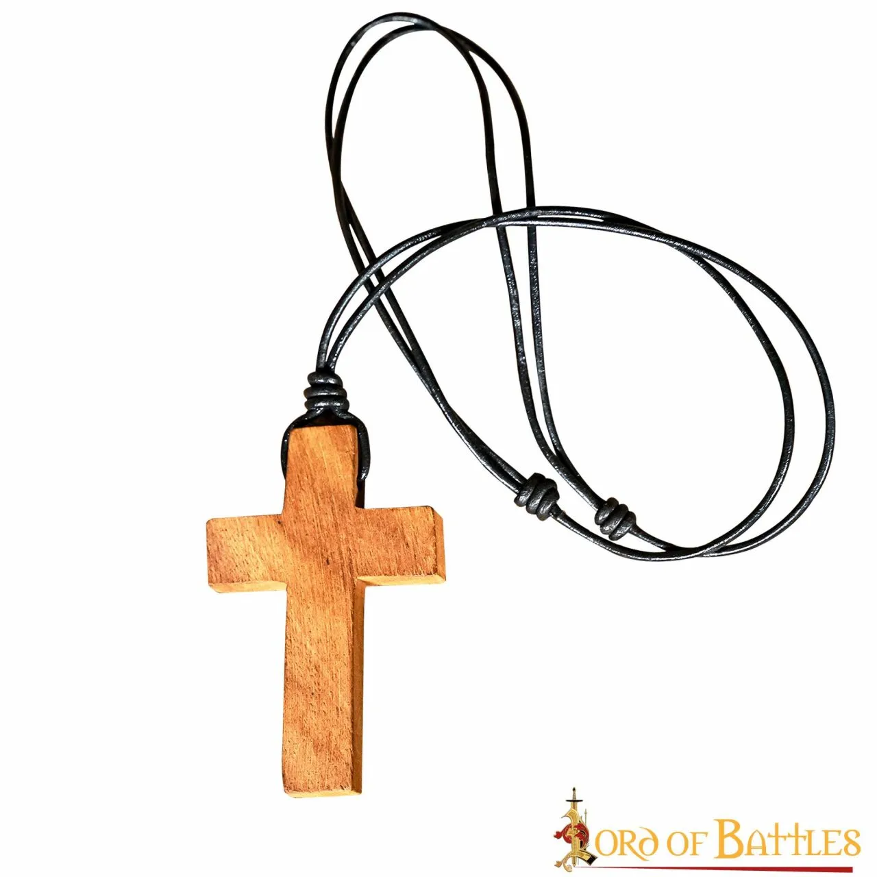 Bild von Anhänger mit Holzkreuz und Lederband