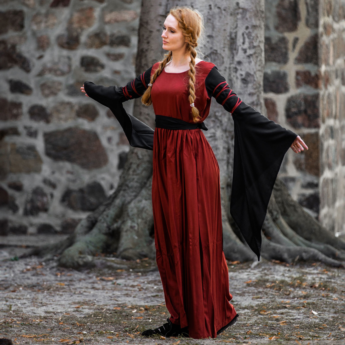 Bild von edles Mittelalterkleid Dorell rot/schwarz