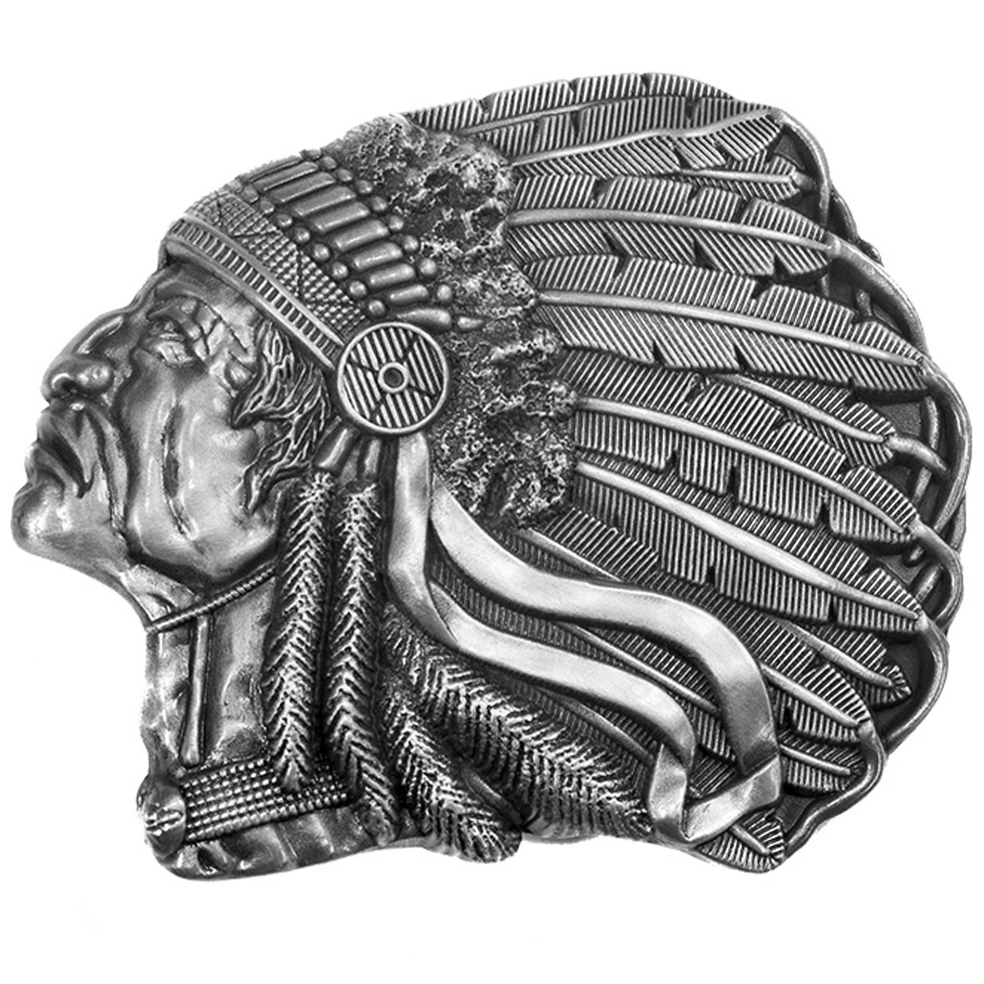 Bild von Western-Gürtelschnalle „Indian Chief“ aus Zinnguss – GS-506 von Stars & Stripes