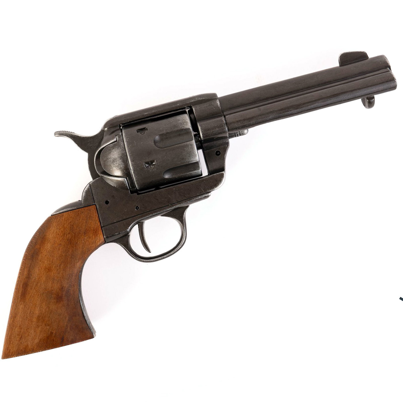 Bild von Peacemaker Revolver 1873 Kal. .45 – 4,75" Lauf – Used-Look – Deko-Replik aus Metall & Holz