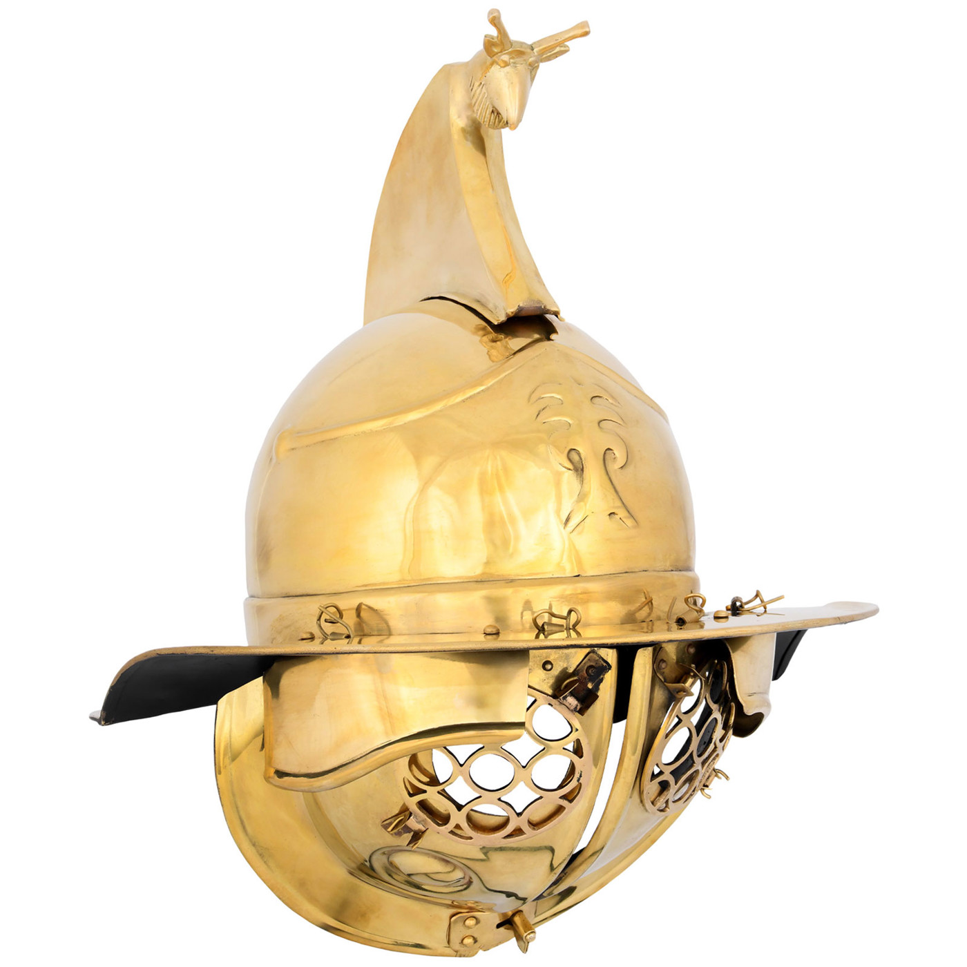 Bild von Thrakischer Gladiatorenhelm aus Messing – Replik aus Pompeji mit Griffonverzierung & Bundhaube