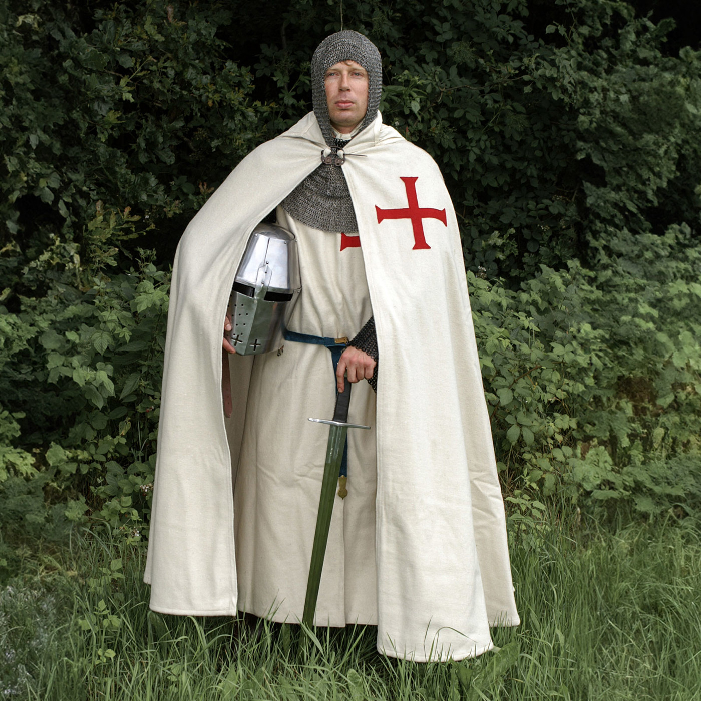 Bild von Templer-Umhang mit Innenfutter aus Wolle – Weiß mit rotem Kreuz, von Ulfberth