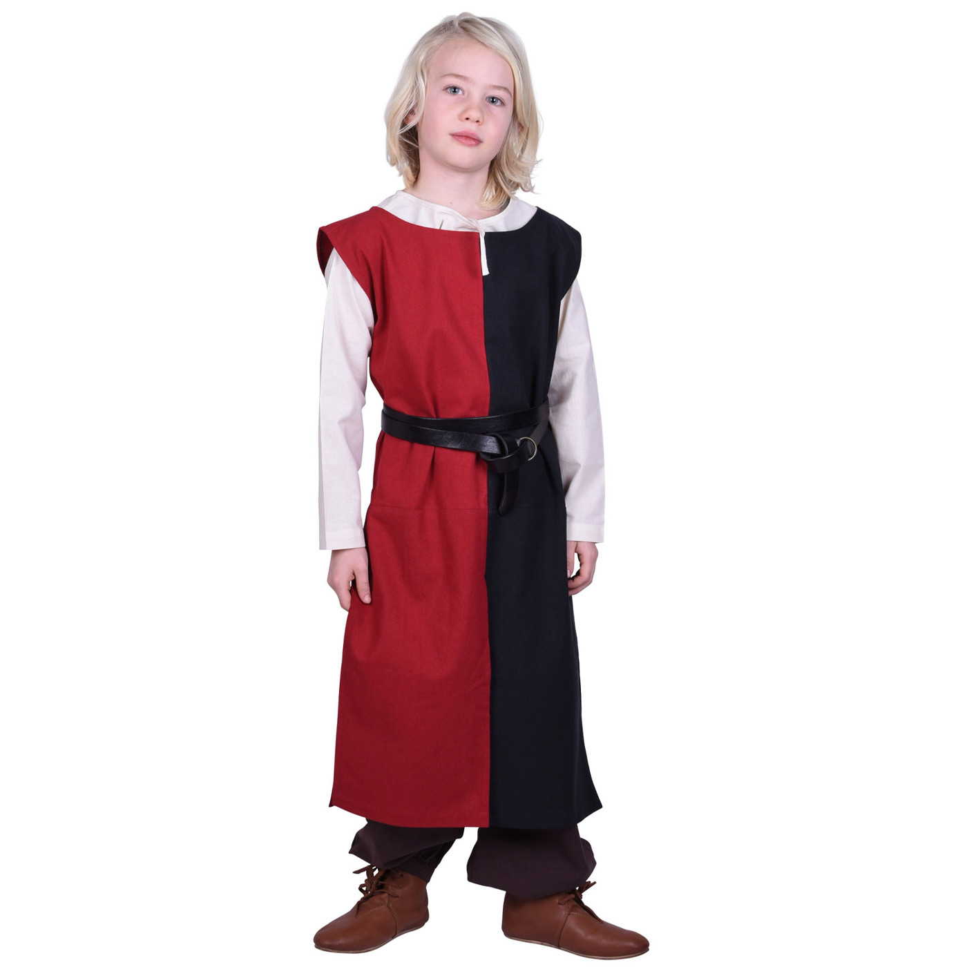 Bild von Kinder Waffenrock „Lucas“ – Mi-Parti, Schwarz/Rot, aus Baumwolle
