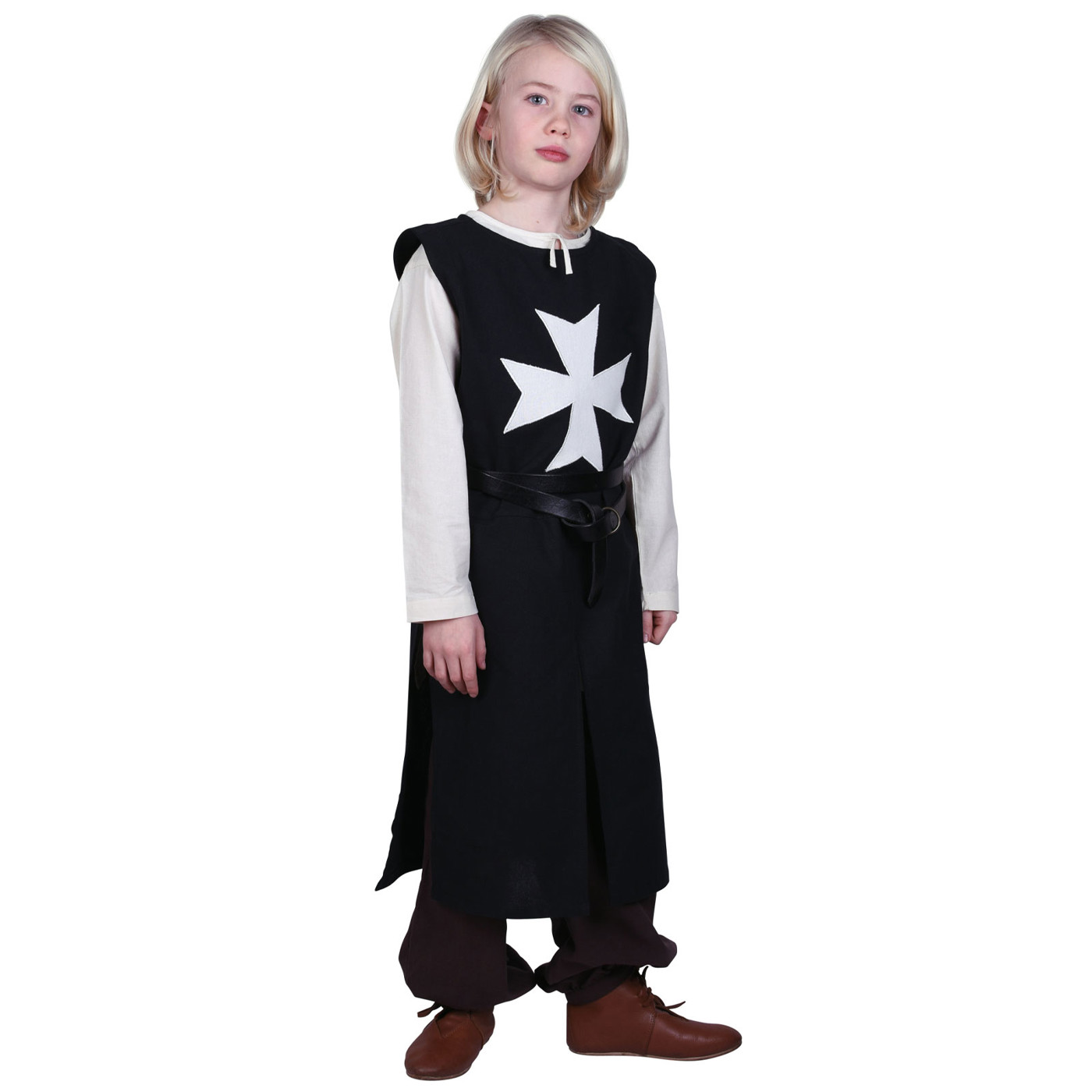 Bild von Kinder Wappenrock „Alexander“ – Johanniter Waffenrock in Schwarz/Natur, 100 % Baumwolle