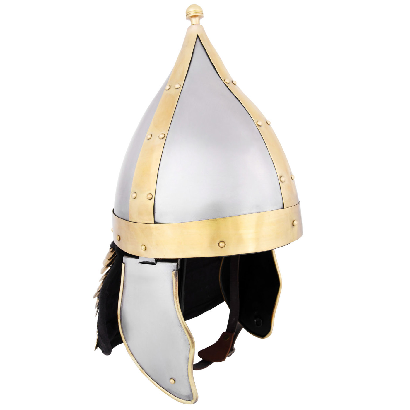 Bild von Römischer Bogenschützen-Spangenhelm aus Stahl und Messing mit Schuppen-Nackenschutz – Replik für Reenactment & LARP