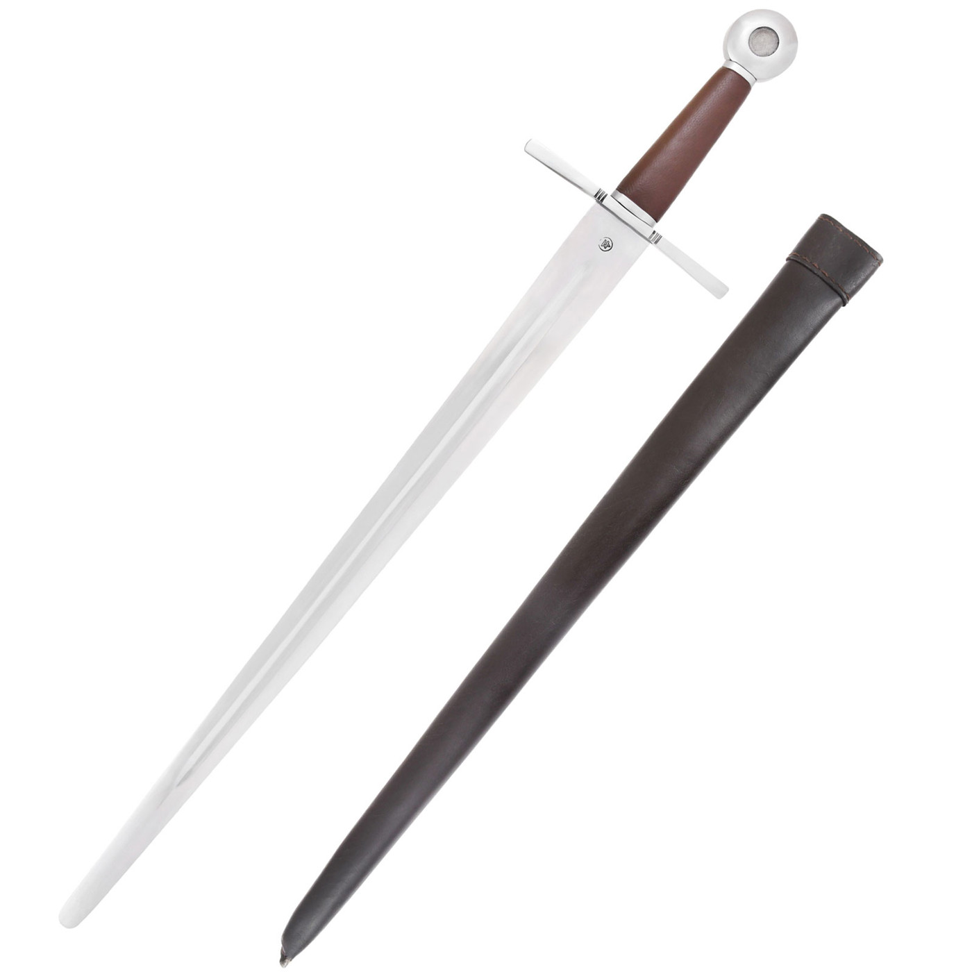 Mittelalterlicher Einhänder Schaukampfschwert mit Scheide aus Federstahl 55Si7, handgeschmiedet und schaukampftauglich