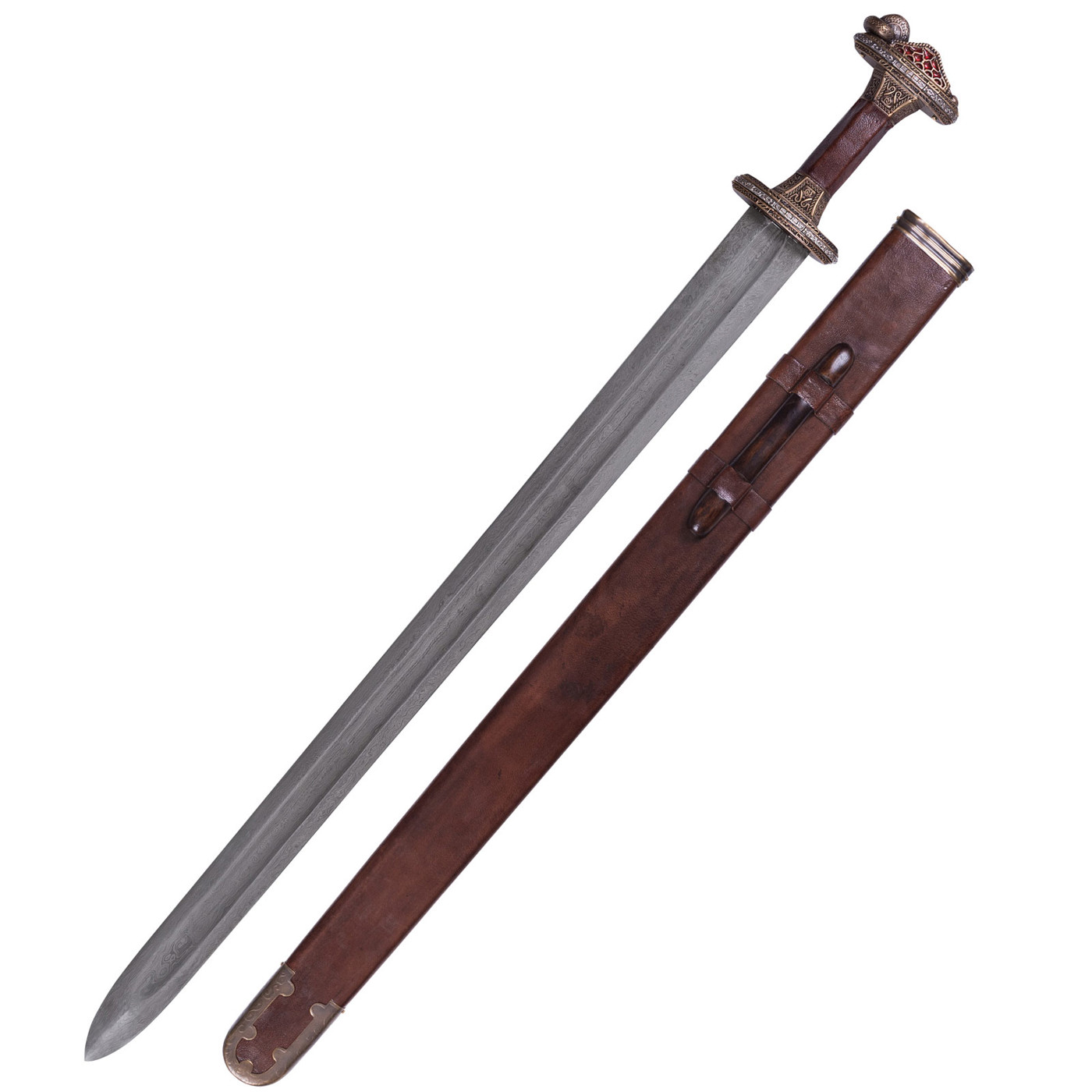 Detailreiches nordisches Vendelschwert mit Damaststahlklinge und kunstvollem Griff