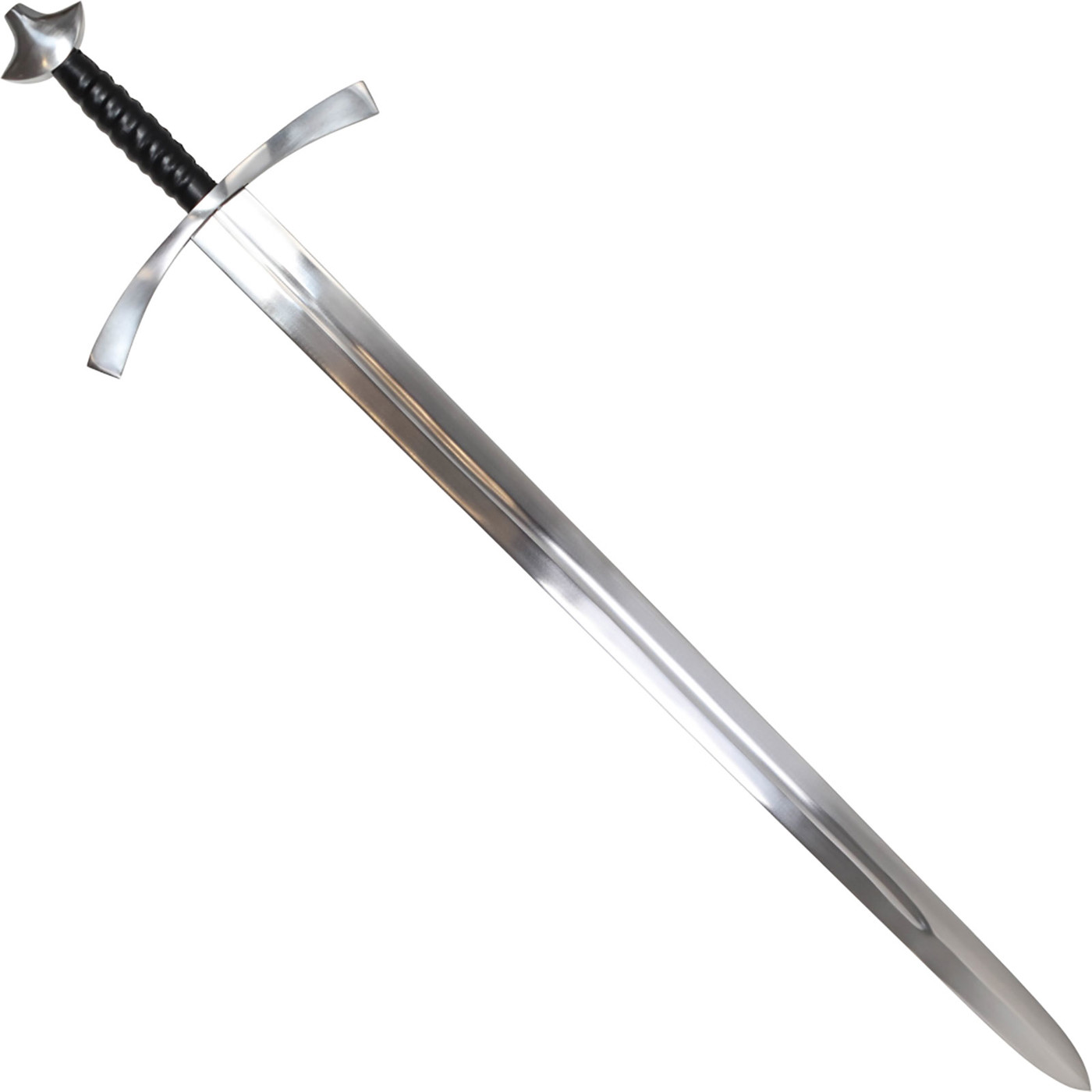 Ritterschwert aus Kohlenstoffstahl mit Ledergriff und Scheide im mittelalterlichen Stil