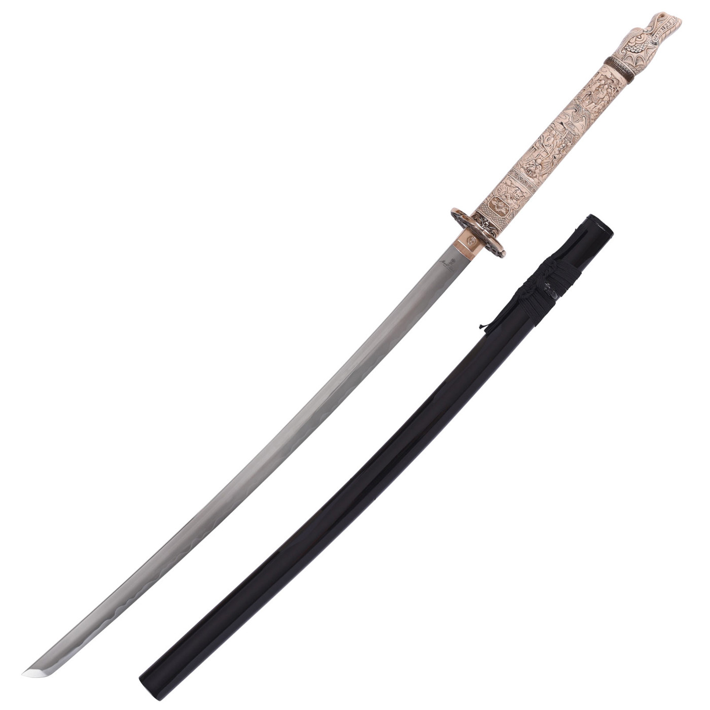 Katana „Inmortal“ mit Elfenbeinoptik-Griff von Marto – Edles Samurai Schwert mit kunstvoller Gravur