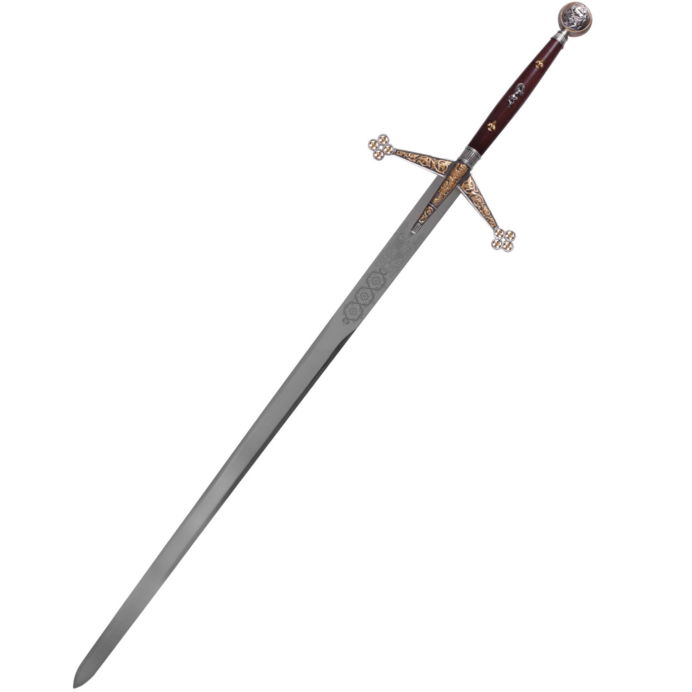 Schottisches Claymore Schwert von Marto aus Edelstahl mit verzierter Parierstange und langem Griff