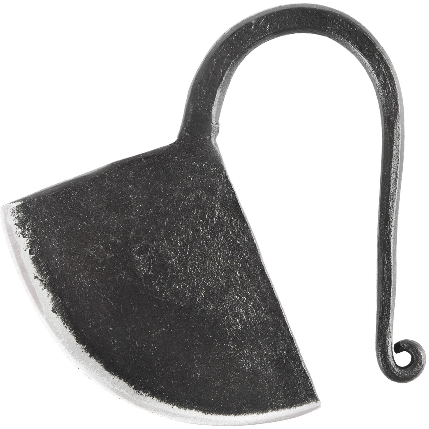 Handgeschmiedetes Wiegemesser aus Schmiedeeisen freigestellt mit gebogener Klinge