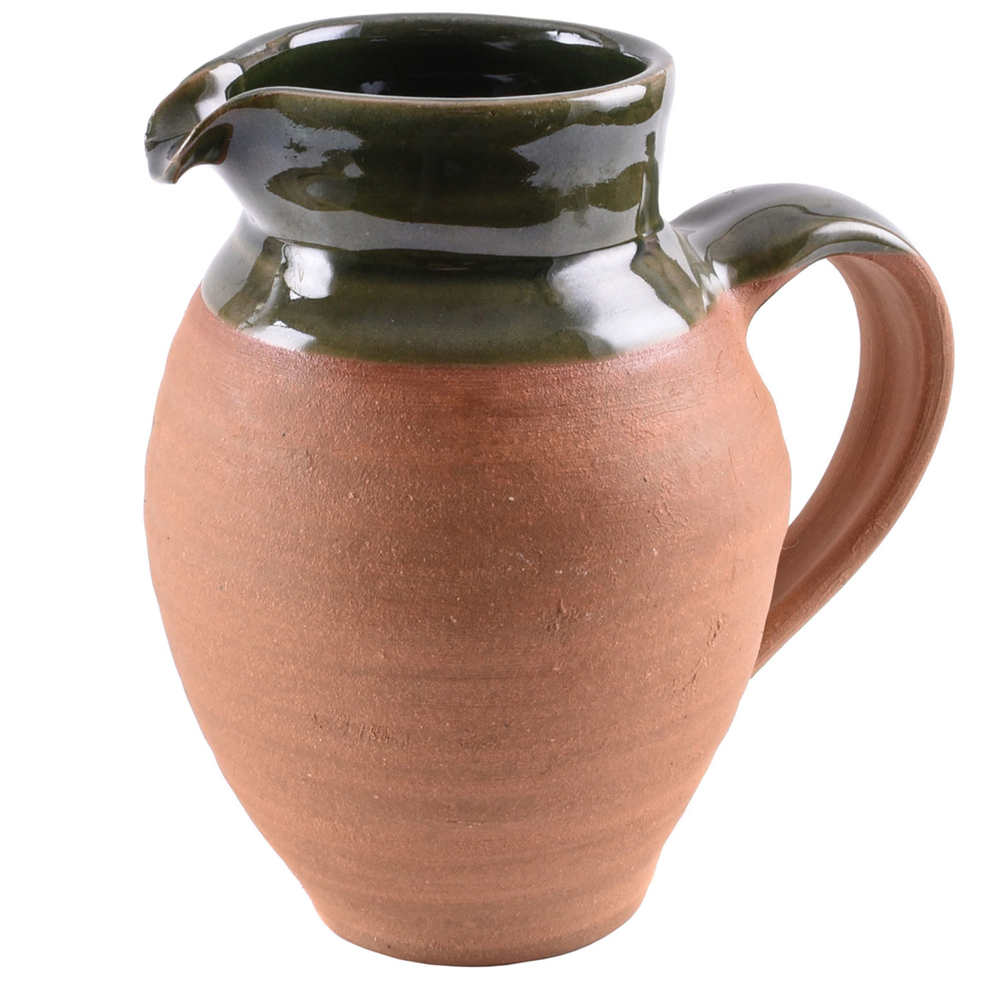 Handgefertigter mittelalterlicher Tonkrug 1,0 Liter mit Henkel und Ausguss für Reenactment und Lagerleben