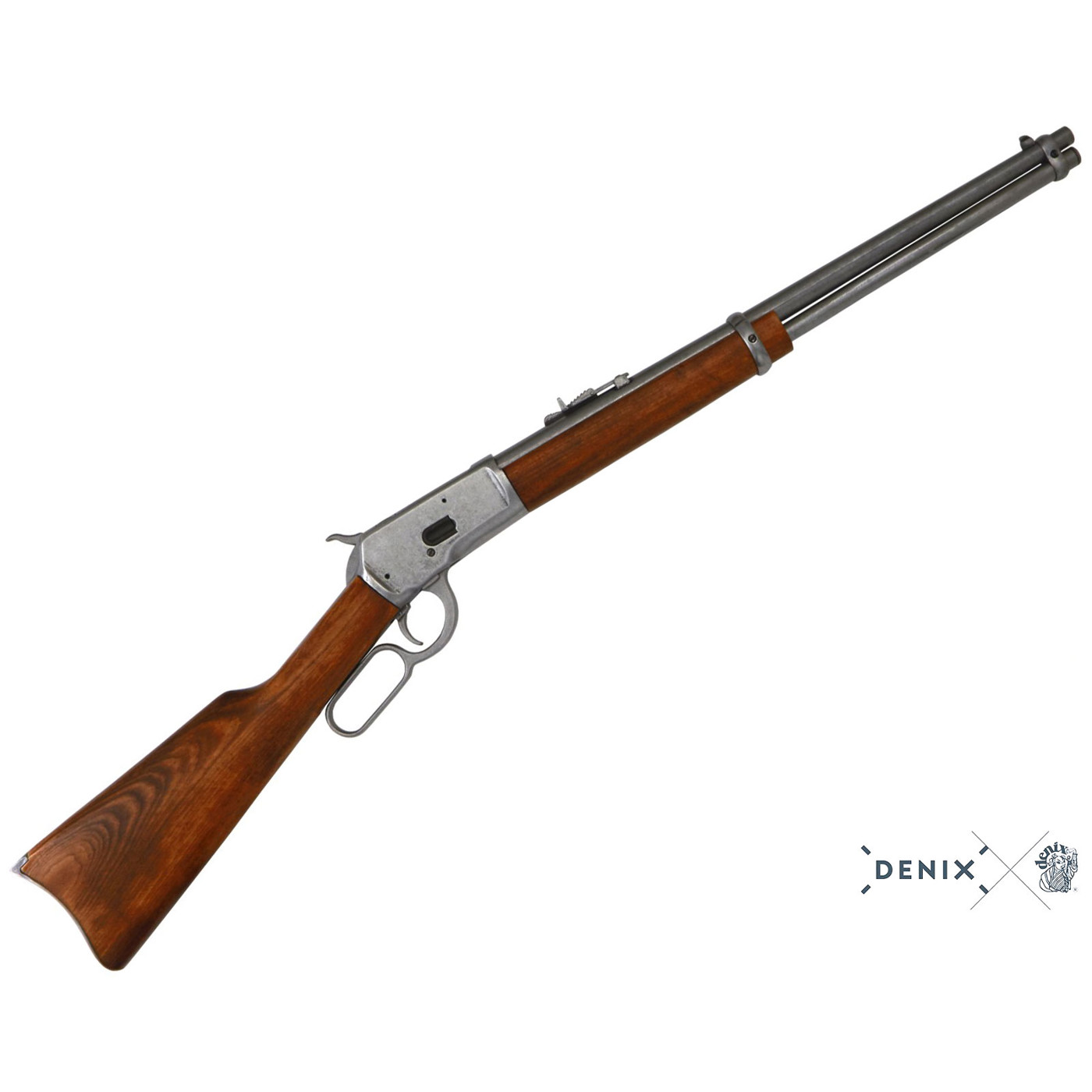 Winchester 1892 Deko-Karabiner grau aus Metall und Holz mit verstellbarer Visierung für Western-Sammler
