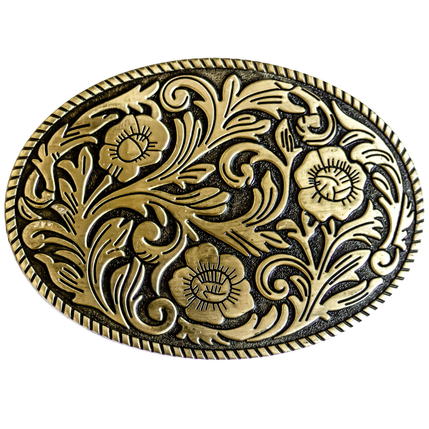 Western Gürtelschnalle „Floral Gold“ – Stars & Stripes Buckle GS-422