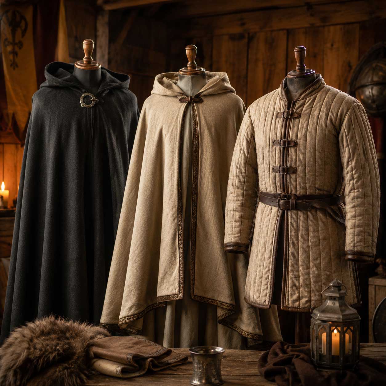 Mäntel, Umhänge und Gambeson