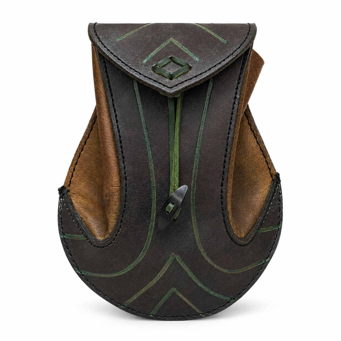 Elfen-Ledertasche aus Leder, 20 cm – robustes Einzelstück für LARP & Gewandung