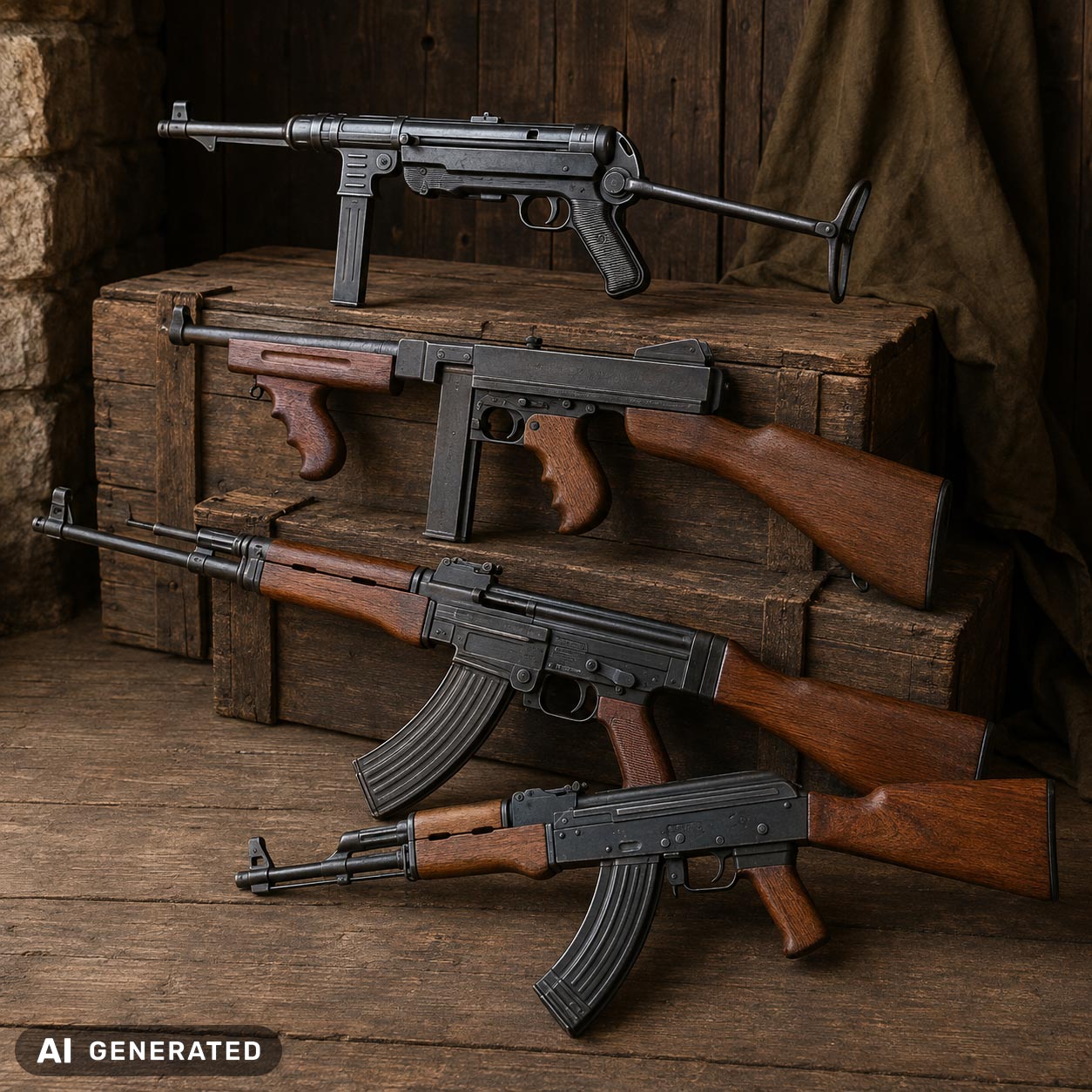 Deko-Maschinenpistolen & Sturmgewehre – historische Waffenrepliken
