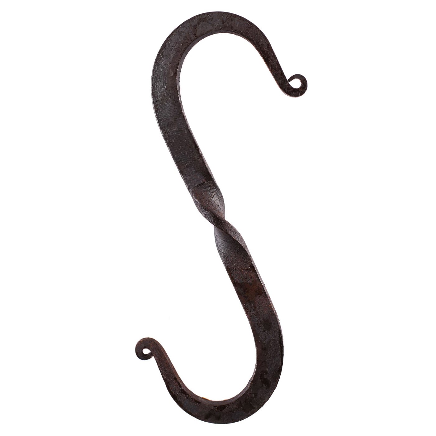Handgeschmiedeter S-Haken aus Eisen 11 cm mit verdrehtem Mittelteil für Mittelaltermarkt und Lagerleben