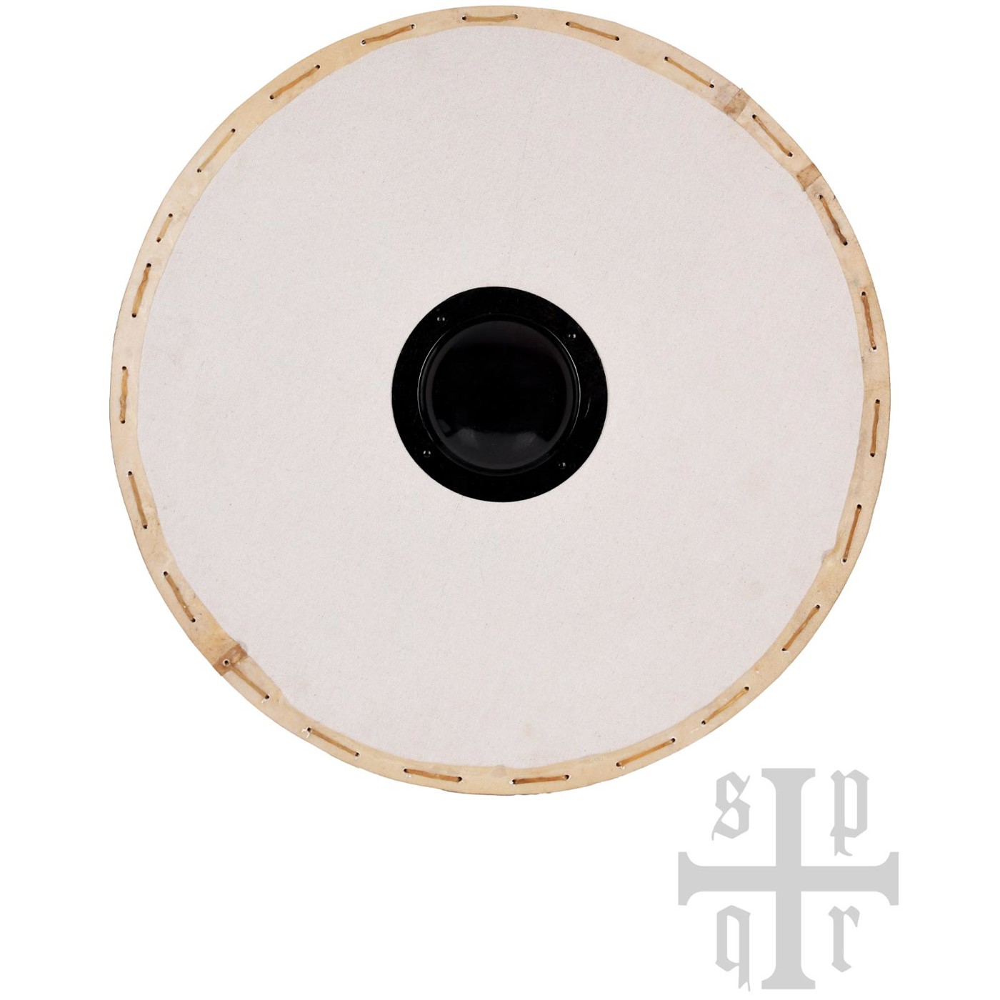 Wikinger Rundschild 75 cm mit Segeltuchüberzug Rohhautrand und zentralem Eisenbuckel