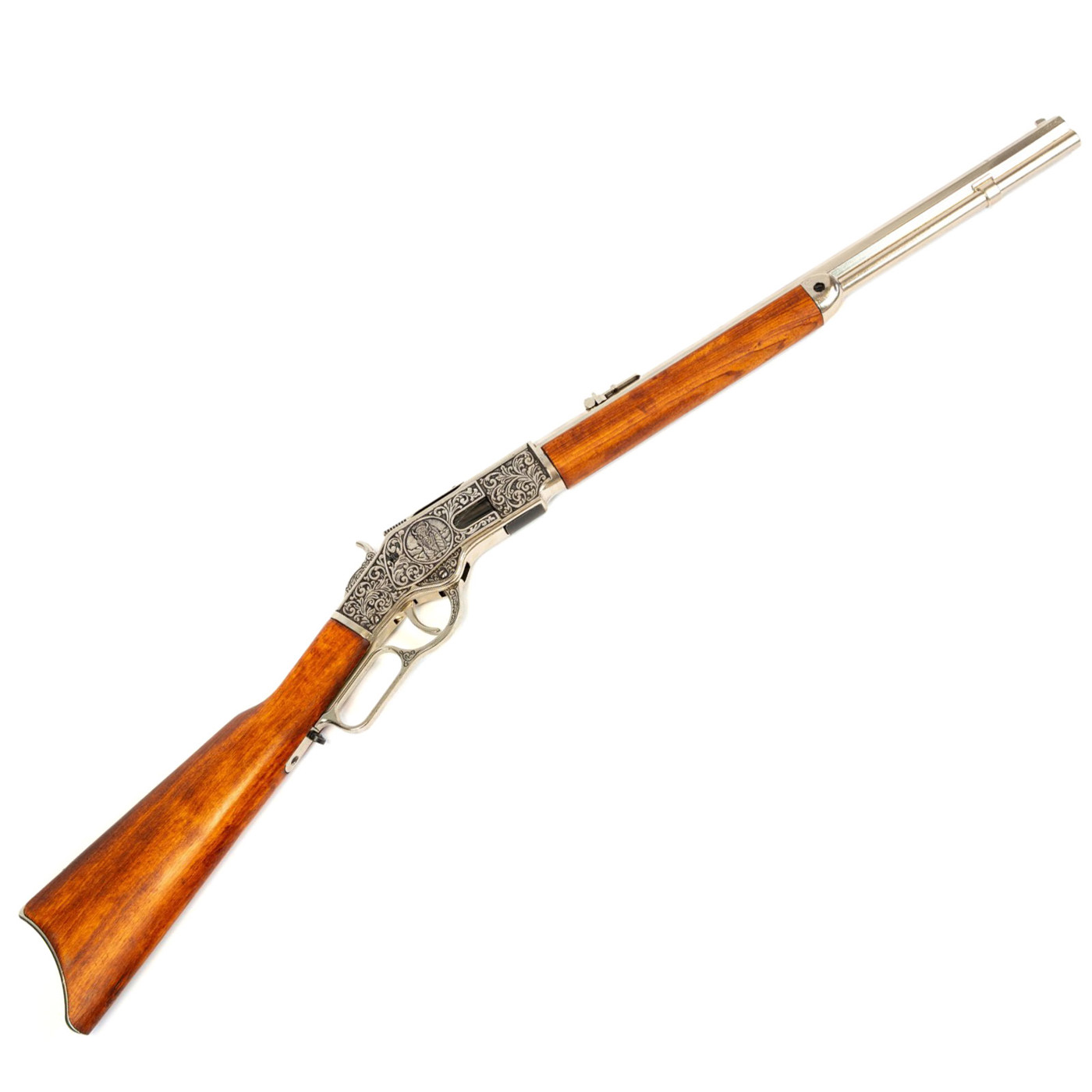 Winchester 1873 graviert vernickelt Gesamtansicht von Denix