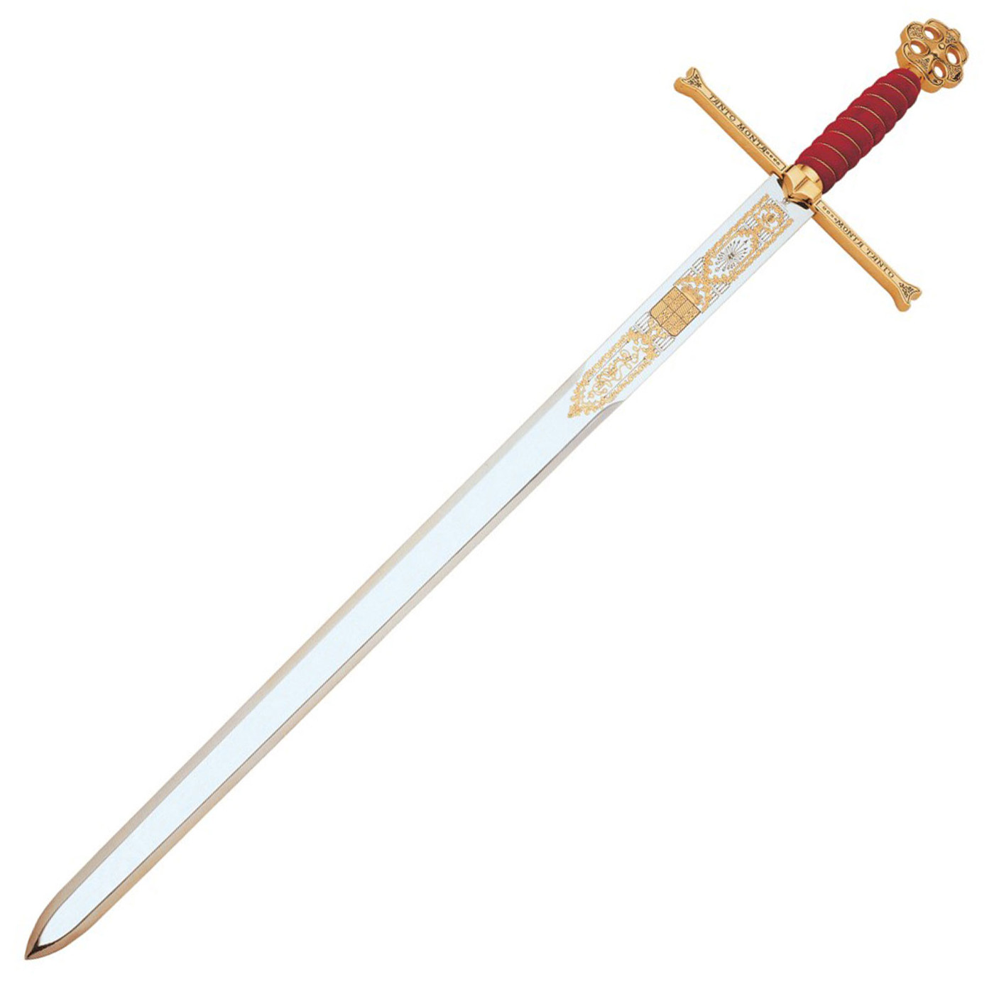 Schwert der Katholischen Könige von Marto mit Edelstahlklinge, rotem Griff und goldfarbenen Verzierungen