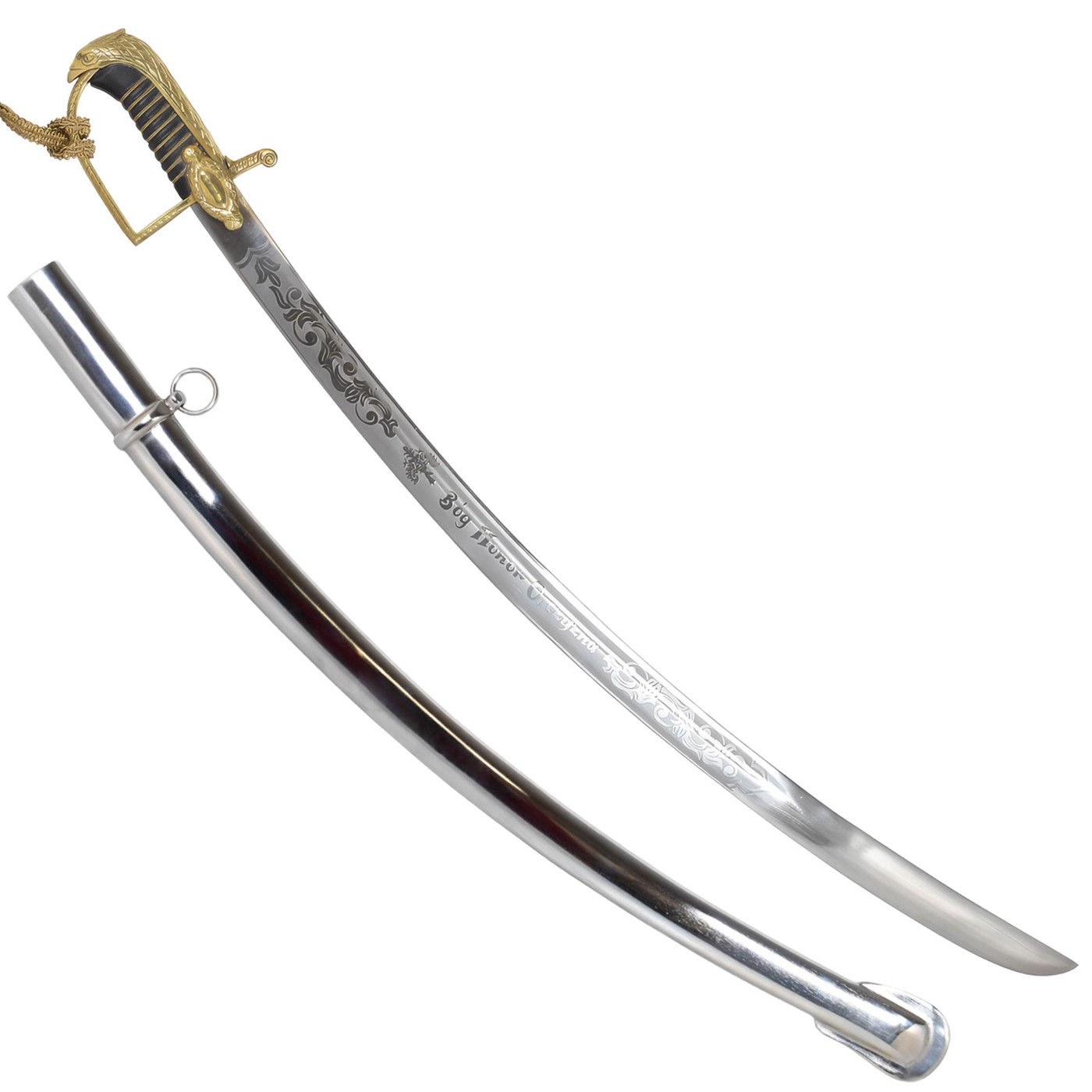 Polnischer Armeesäbel mit Metallscheide und verzierter Klinge