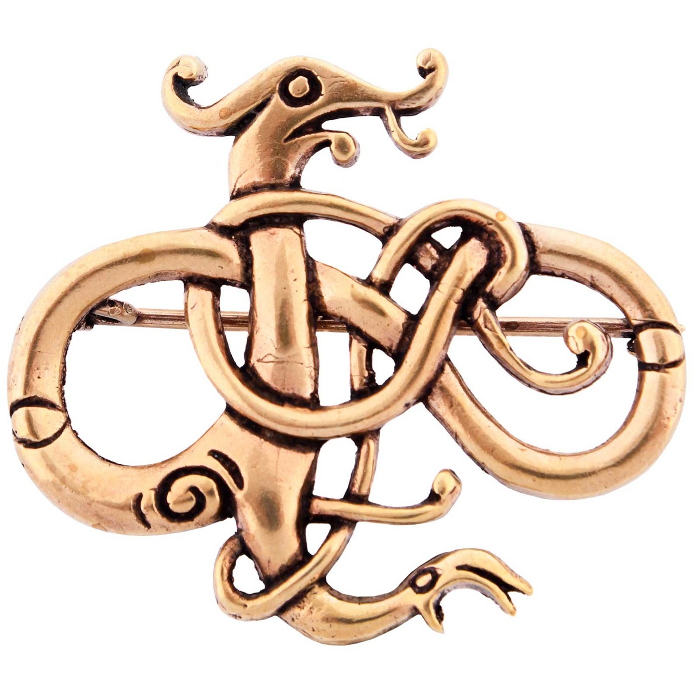 Wikinger-Brosche aus Bronze mit Drachenmotiv und Urnes-Ornamentik