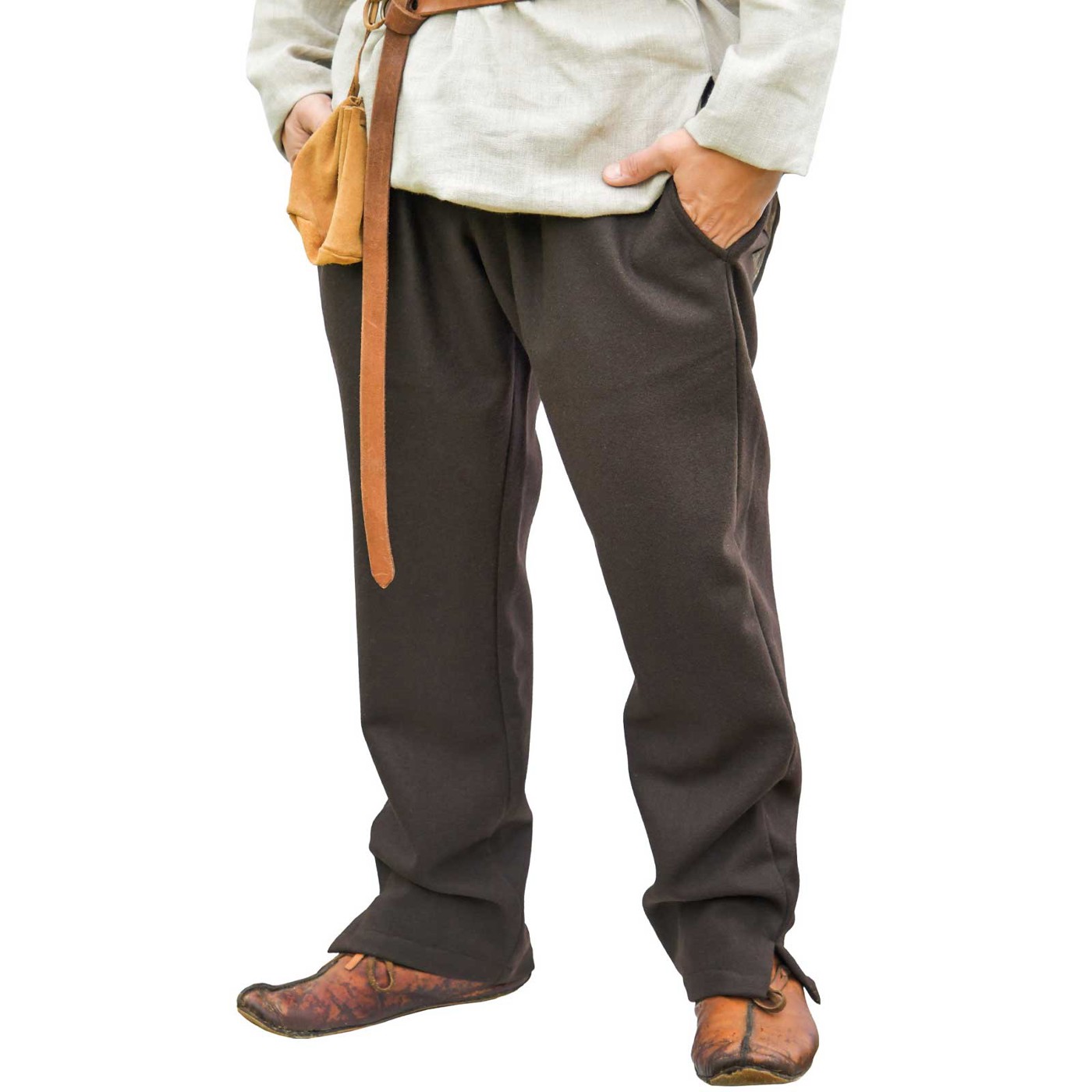 Braune Wollhose Forseti aus 100 % Wolle mit geradem Schnitt und seitlichen Eingriffstaschen
