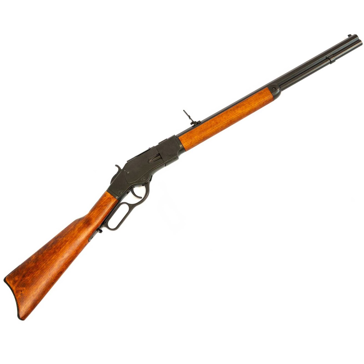 Denix Winchester 1873 mit kurzem schwarzem Lauf und Holzschaft