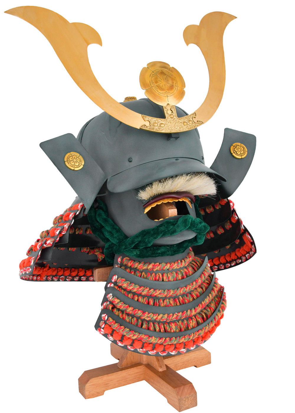 Samurai-Kabuto Oda Nobunaga von Hanwei mit goldenem Kuwagata-Helmzier und Mempo-Maske